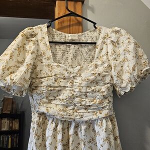 Floral Cream Midi Dress